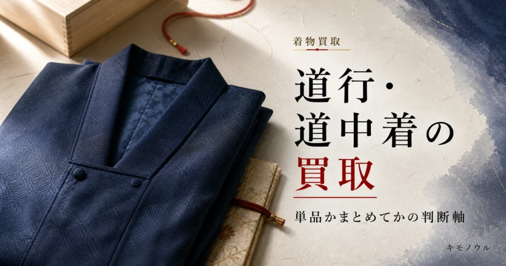道行や道中着など和装コートの買取で単品とまとめ出しの判断軸を解説するアイキャッチ