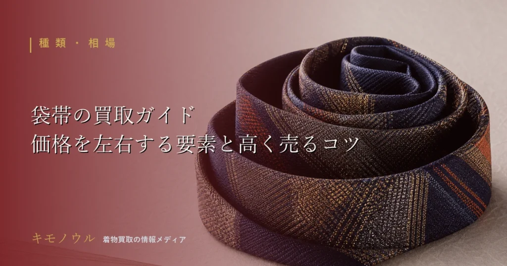 袋帯の買取で価格を左右する要素と高く売るコツを解説するアイキャッチ