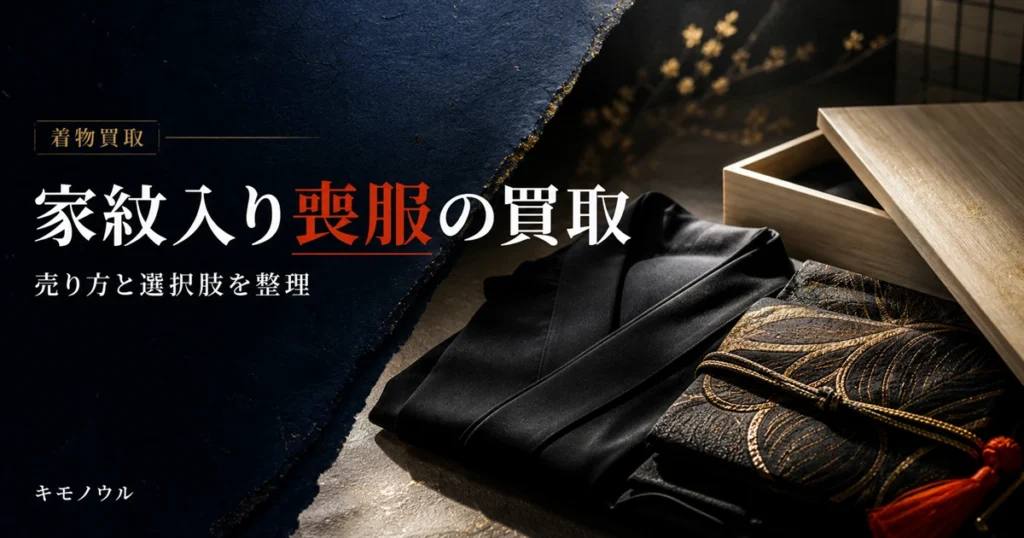 家紋入り喪服の買取と売り方の選択肢を解説する記事のアイキャッチ
