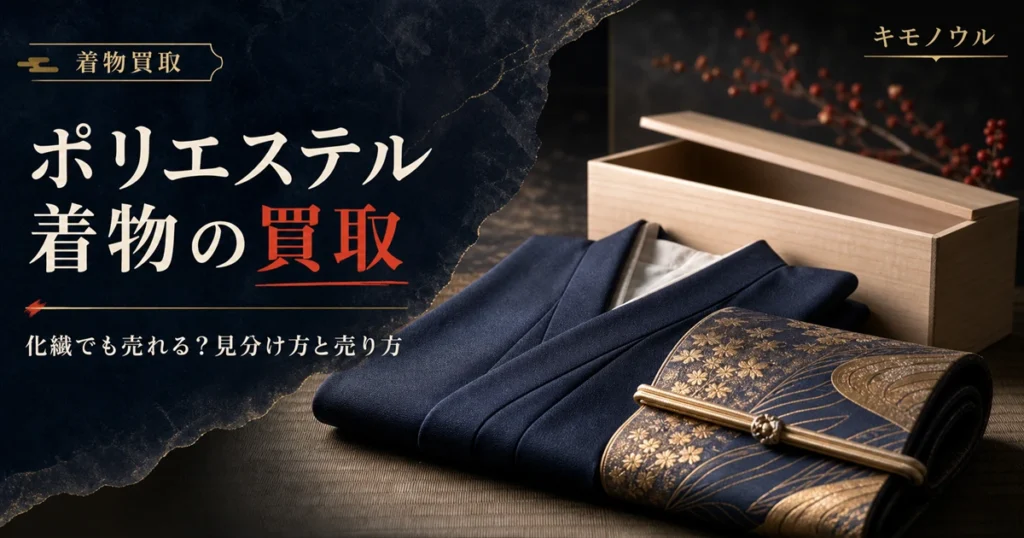ポリエステル・化繊の着物の買取と正絹との見分け方を解説するアイキャッチ