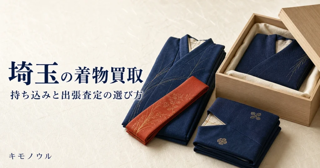 埼玉で着物買取に出すときの持ち込み店舗と出張査定の選び方を解説するアイキャッチ