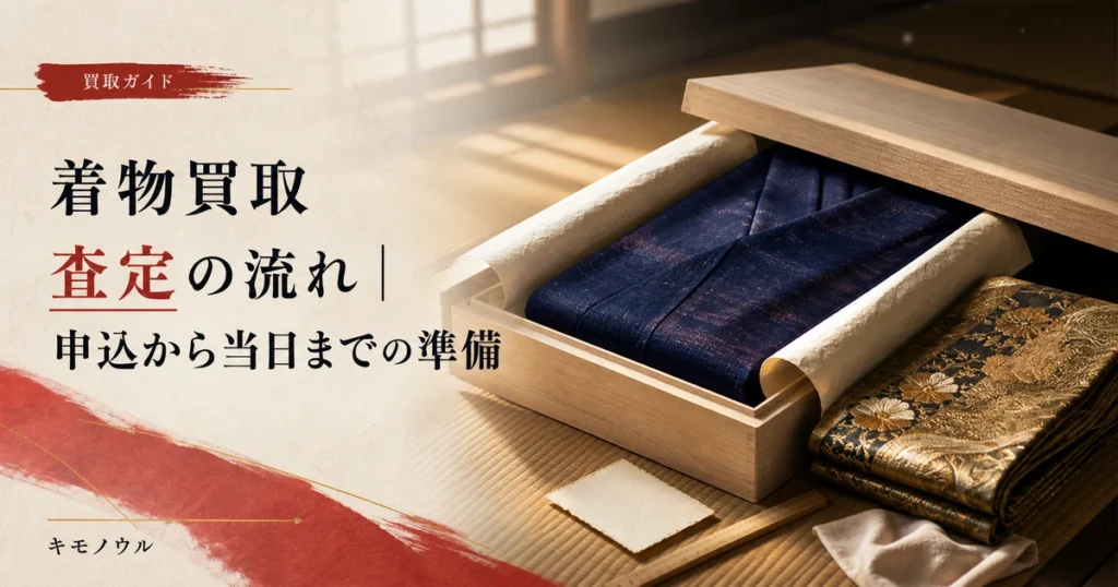 着物買取の査定の流れと当日までの準備を解説するアイキャッチ