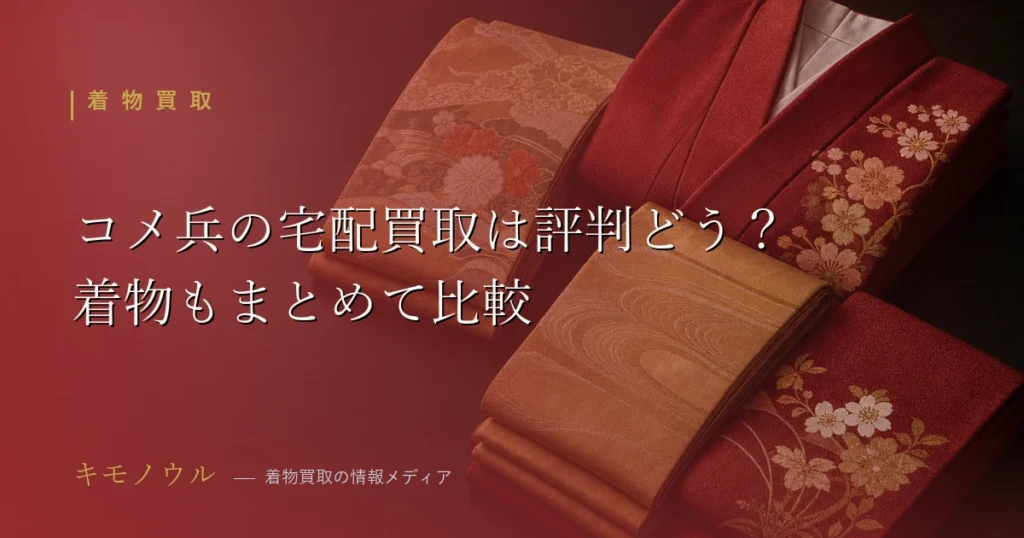 コメ兵の宅配買取の評判と着物・バッグ・貴金属をまとめて送れる利点を解説するアイキャッチ