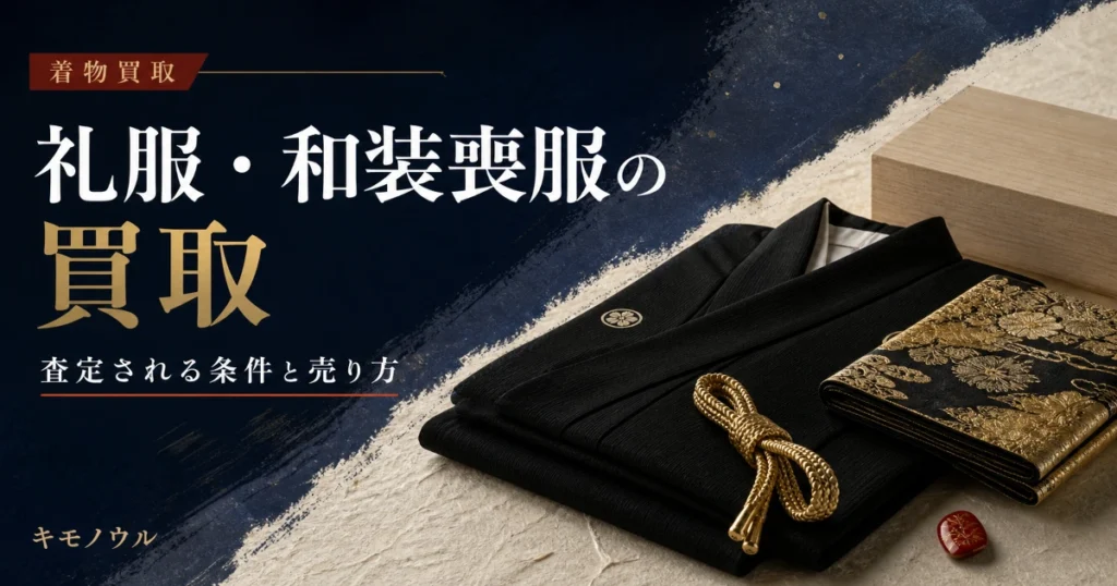 礼服（和装の喪服・略礼装）の買取事情と査定される条件を解説する記事のアイキャッチ