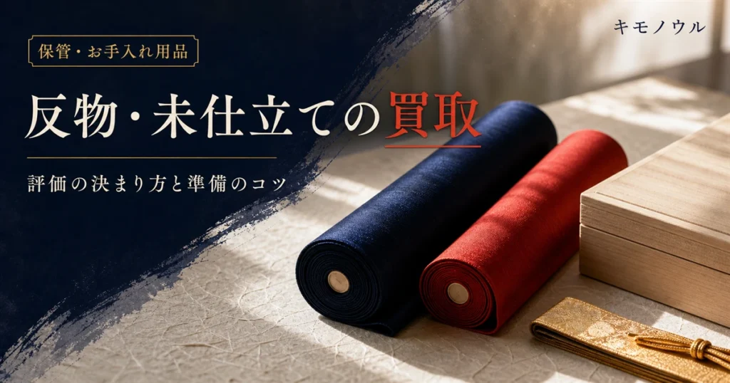 反物・未仕立て着物の買取で評価を左右するポイントを解説するアイキャッチ